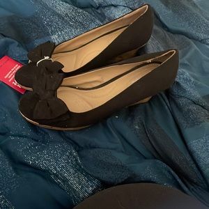 Open toe heel shoes black fez flex comfort size 11
